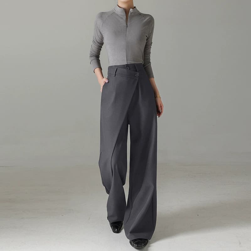 Нерегулярная сращивание новые прямые широкие брюки женские весенние 2025 новые вертикальные брюки дизайн длинные брюки