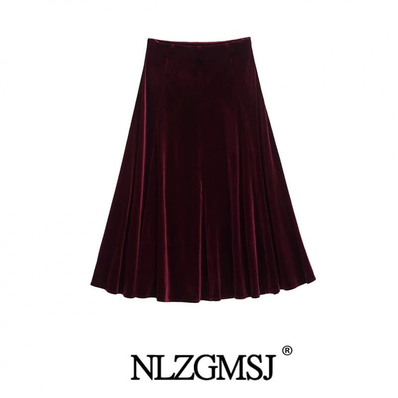2025 новая женская одежда в европейском и американском стиле моды минималистский бархатный темперамент волнистая юбка 0072158