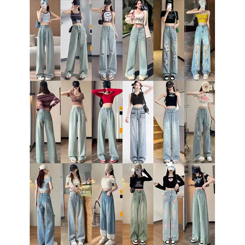 Новые женские джинсы-клеш в корейском стиле, свободные, широкие, прямого кроя, оптом, коллекция Весна/Лето 2026