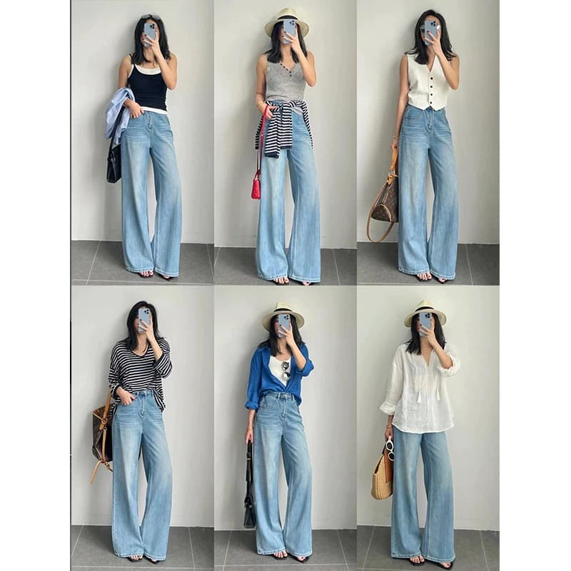 Весенне-летние брендовые джинсовые прямые брюки для женщин, свободные широкие женские джинсовые брюки в корейском стиле, разные оптовые продажи