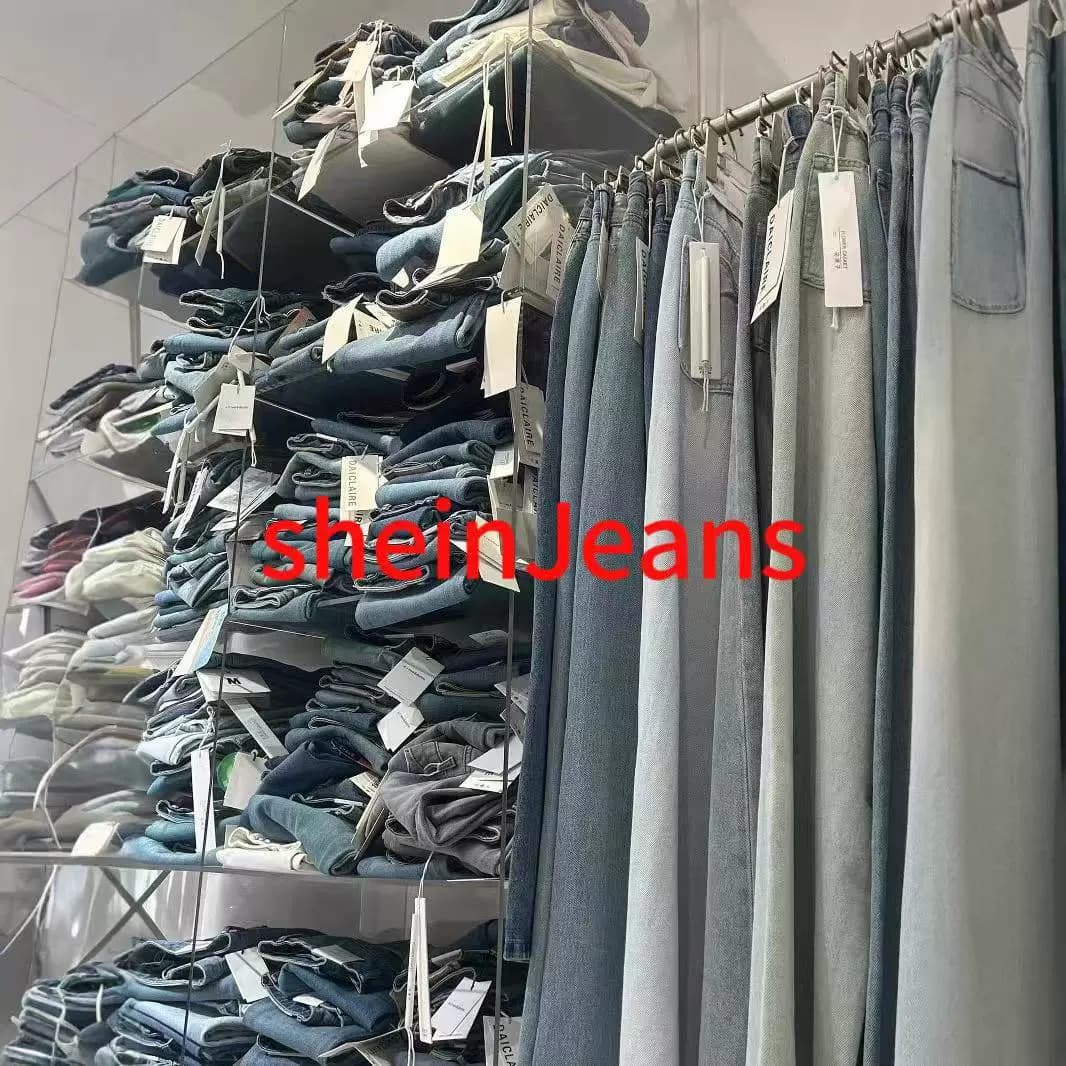 Скидки на новые корейские джинсы с высокой талией Shein2025 весна-лето, складские остатки, женские бренды.