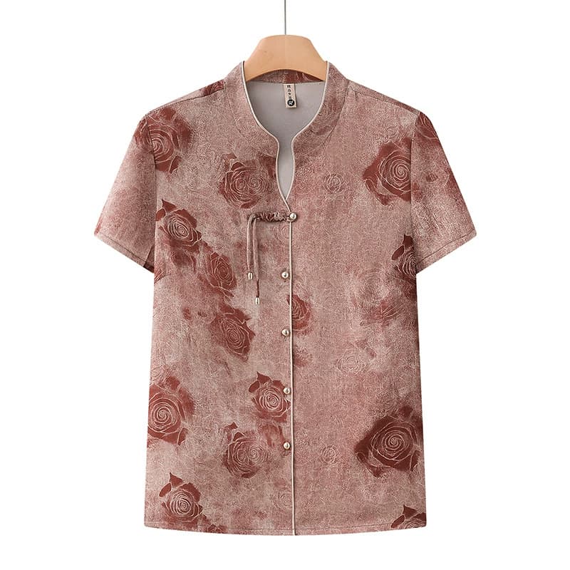 Летняя рубашка бабушки, модный топ для мамы среднего и пожилого возраста, летняя рубашка для бабушки с короткими рукавами для 70-летней тещи.